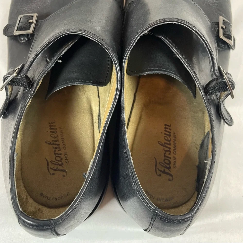 Florsheim Mens Black Leather Double Monk Strap Dress Shoes 11750-001 Size 13‎ D
